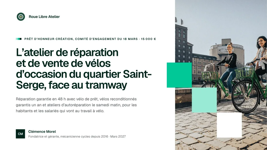 Slide « Couverture », pour un prêt d'honneur